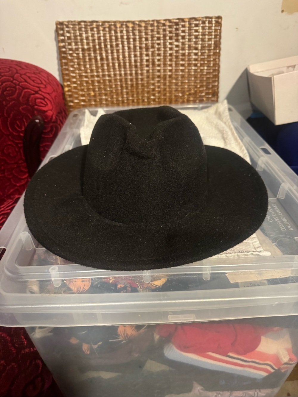 Women’s Black Wide-Brim Felt Fedora Hat